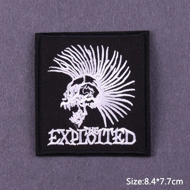 Punk Skull Iron-On Embroidered Patch – Motorcycle Jacket & Clothing Badge