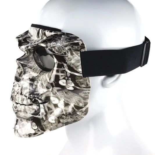 Skull Motorcycle Face Mask with Detachable Goggles – Open Face Helmet