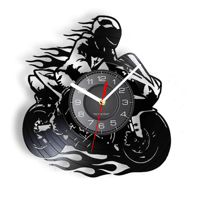 Motorcycle Vinyl Record Wall Clock – Laser Cut with LED Backlight