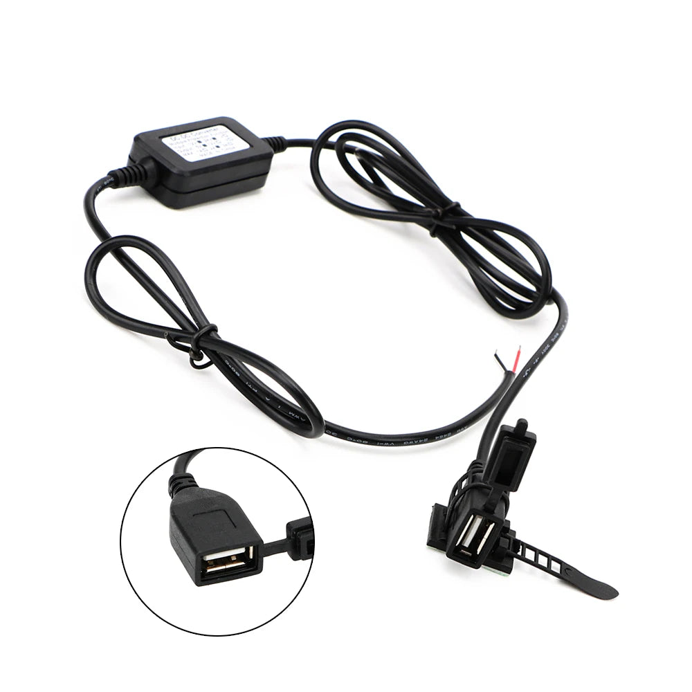 Motorcycle USB Charger Power Adapter – 12V-24V to 5V 2A Handlebar Mount