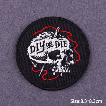 Punk Skull Iron-On Embroidered Patch – Motorcycle Jacket & Clothing Badge