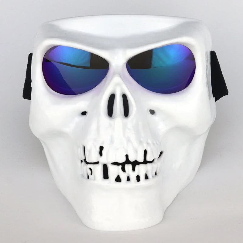 Skull Motorcycle Face Mask with Detachable Goggles – Open Face Helmet