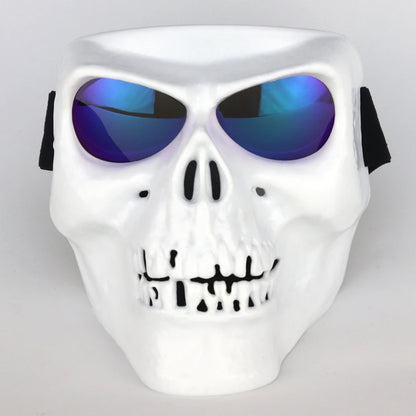 Skull Motorcycle Face Mask with Detachable Goggles – Open Face Helmet