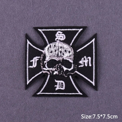 Punk Skull Iron-On Embroidered Patch – Motorcycle Jacket & Clothing Badge