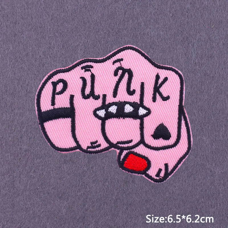 Punk Skull Iron-On Embroidered Patch – Motorcycle Jacket & Clothing Badge