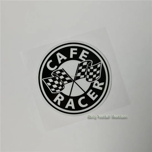 Cafe Racer Motorcycle Sticker – Retro Chequered Flag Vinyl Decal