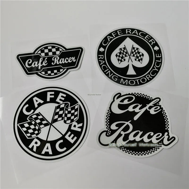 Cafe Racer Motorcycle Sticker – Retro Chequered Flag Vinyl Decal