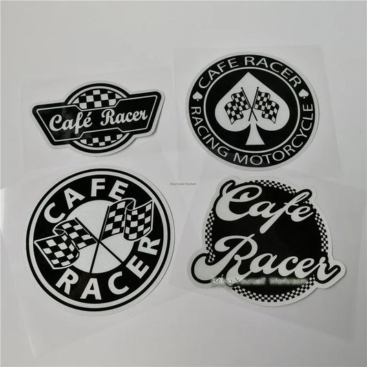 Cafe Racer Motorcycle Sticker – Retro Chequered Flag Vinyl Decal