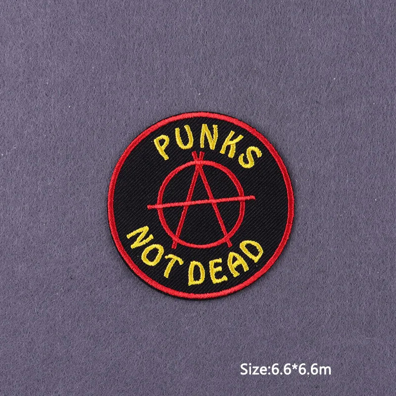 Punk Skull Iron-On Embroidered Patch – Motorcycle Jacket & Clothing Badge