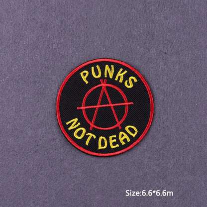 Punk Skull Iron-On Embroidered Patch – Motorcycle Jacket & Clothing Badge