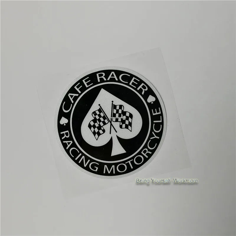 Cafe Racer Motorcycle Sticker – Retro Chequered Flag Vinyl Decal