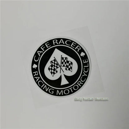 Cafe Racer Motorcycle Sticker – Retro Chequered Flag Vinyl Decal