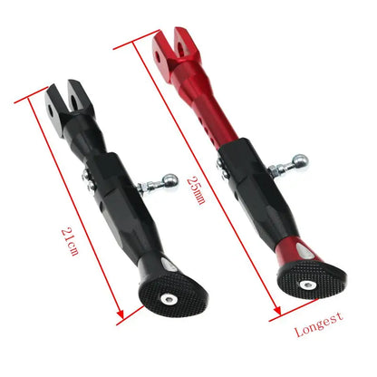 CNC Aluminum Adjustable Motorcycle Kickstand – 21–25 cm Height Range | 3 Colors