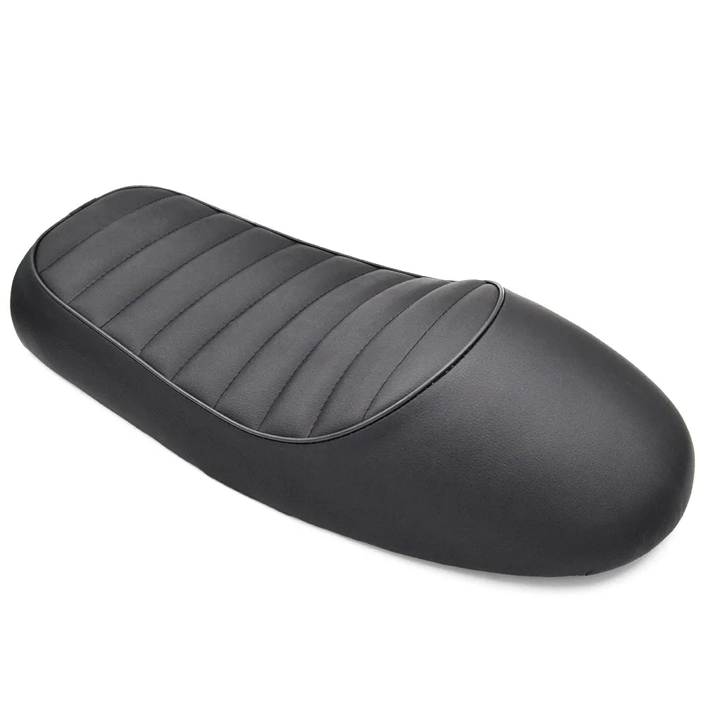 Cafe Racer Vintage Hump Motorcycle Seat – Leatherette Retro Saddle, Black & Coffee