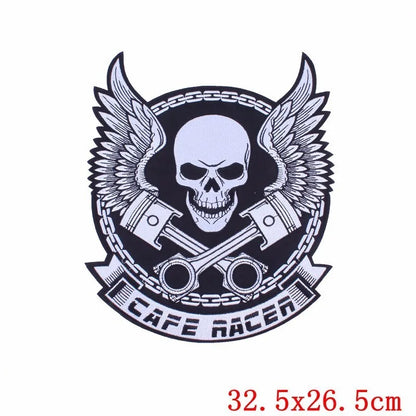 Punk Skull Large Embroidered Biker Patch – Big Wings Back Badge for Jacket