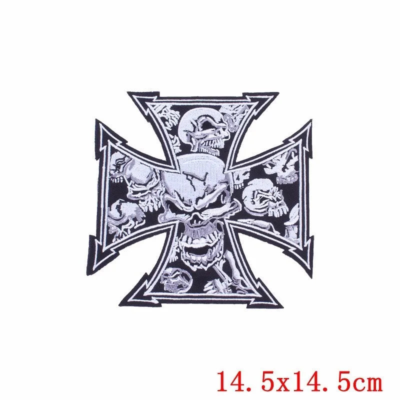 Punk Skull Large Embroidered Biker Patch – Big Wings Back Badge for Jacket