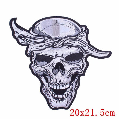 Punk Skull Large Embroidered Biker Patch – Big Wings Back Badge for Jacket