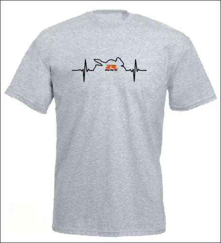 Motorcycle Heartbeat Print Men's T-Shirt – Biker Short Sleeve Tee
