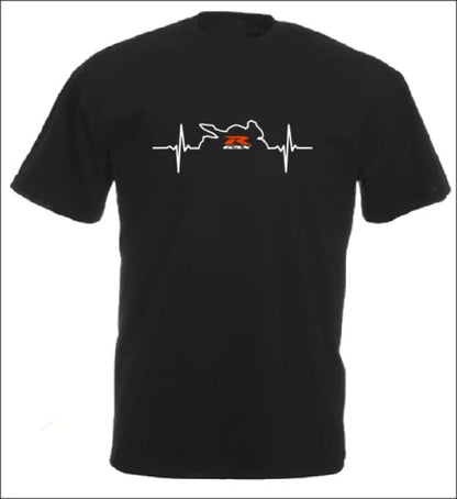 Motorcycle Heartbeat Print Men's T-Shirt – Biker Short Sleeve Tee