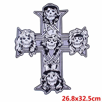 Punk Skull Large Embroidered Biker Patch – Big Wings Back Badge for Jacket