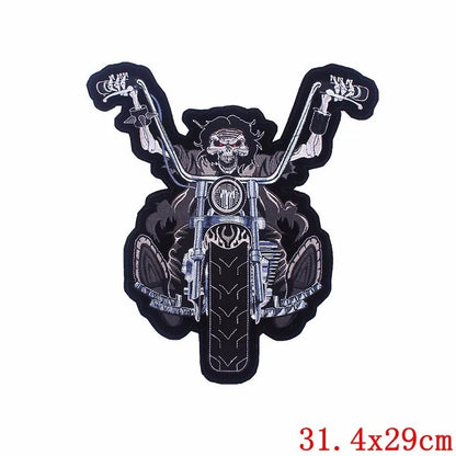 Punk Skull Large Embroidered Biker Patch – Big Wings Back Badge for Jacket