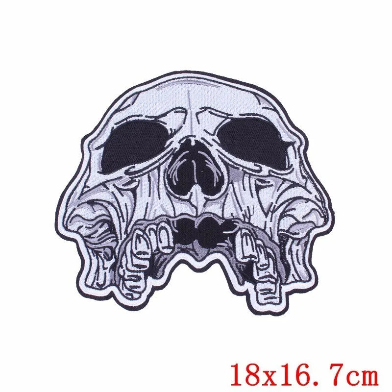 Punk Skull Large Embroidered Biker Patch – Big Wings Back Badge for Jacket