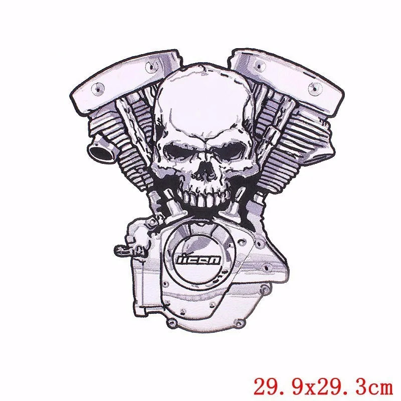 Punk Skull Large Embroidered Biker Patch – Big Wings Back Badge for Jacket