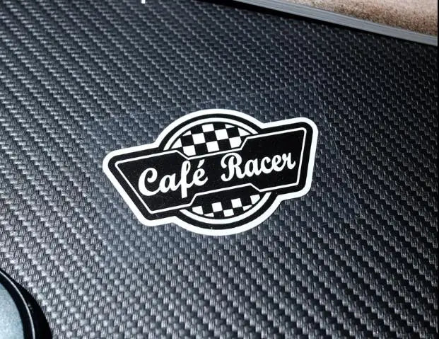 Cafe Racer Motorcycle Sticker – Retro Chequered Flag Vinyl Decal