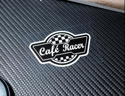 Cafe Racer Motorcycle Sticker – Retro Chequered Flag Vinyl Decal