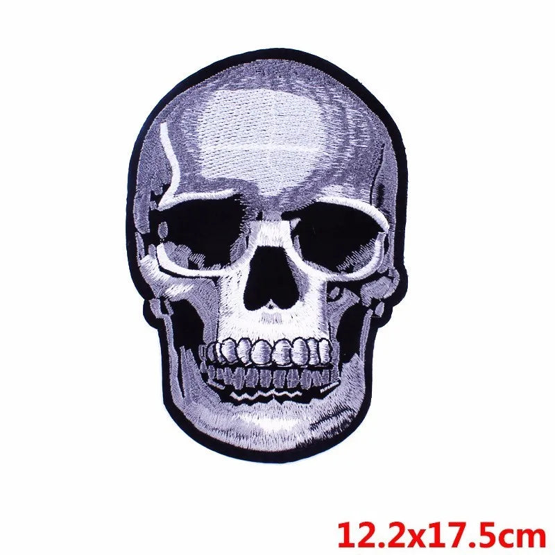 Punk Skull Large Embroidered Biker Patch – Big Wings Back Badge for Jacket