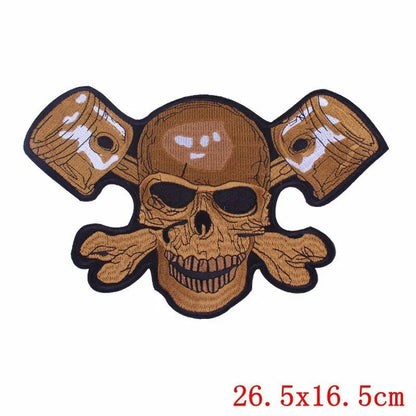 Punk Skull Large Embroidered Biker Patch – Big Wings Back Badge for Jacket