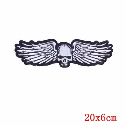 Punk Skull Large Embroidered Biker Patch – Big Wings Back Badge for Jacket
