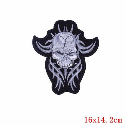 Punk Skull Large Embroidered Biker Patch – Big Wings Back Badge for Jacket