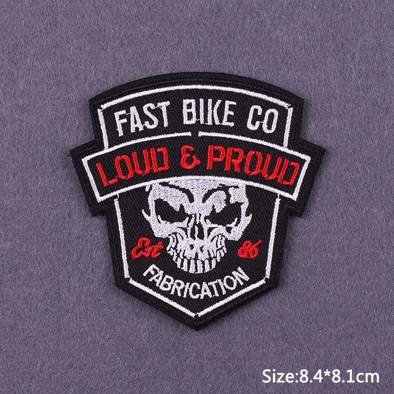Punk Skull Iron-On Embroidered Patch – Motorcycle Jacket & Clothing Badge