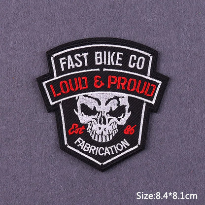 Punk Skull Iron-On Embroidered Patch – Motorcycle Jacket & Clothing Badge