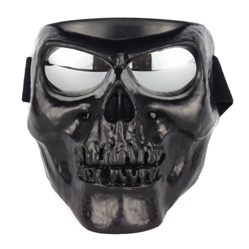 Skull Motorcycle Face Mask with Detachable Goggles – Open Face Helmet