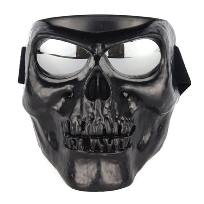 Skull Motorcycle Face Mask with Detachable Goggles – Open Face Helmet