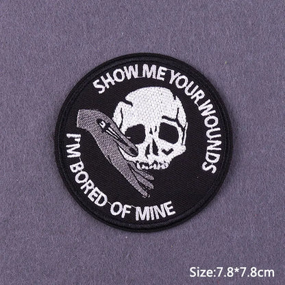 Punk Skull Iron-On Embroidered Patch – Motorcycle Jacket & Clothing Badge