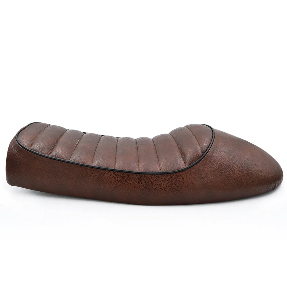 Cafe Racer Vintage Hump Motorcycle Seat – Leatherette Retro Saddle, Black & Coffee