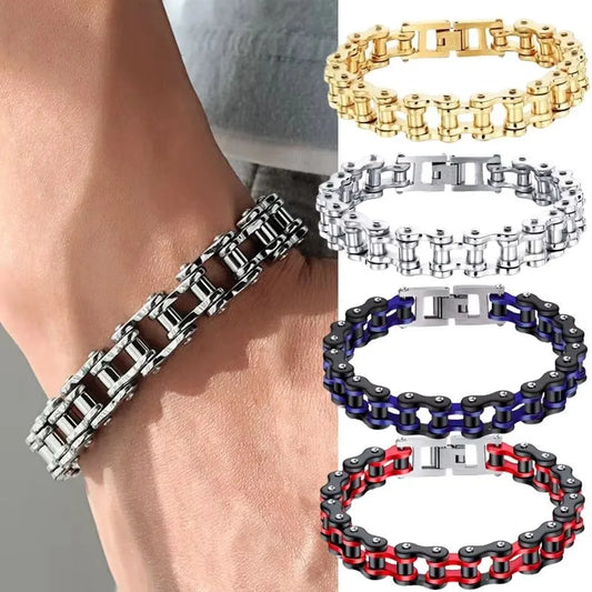 Motorcycle Chain Bracelet – Stainless Steel Biker Link Wristband