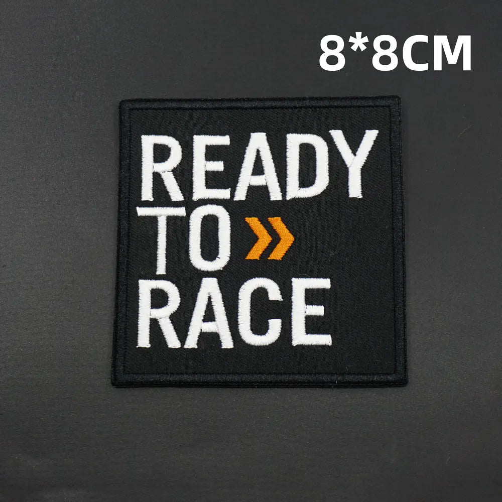 Ready to Race Embroidered Motorcycle Patch — Iron-On or Hook Backing