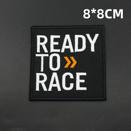 Ready to Race Embroidered Motorcycle Patch — Iron-On or Hook Backing