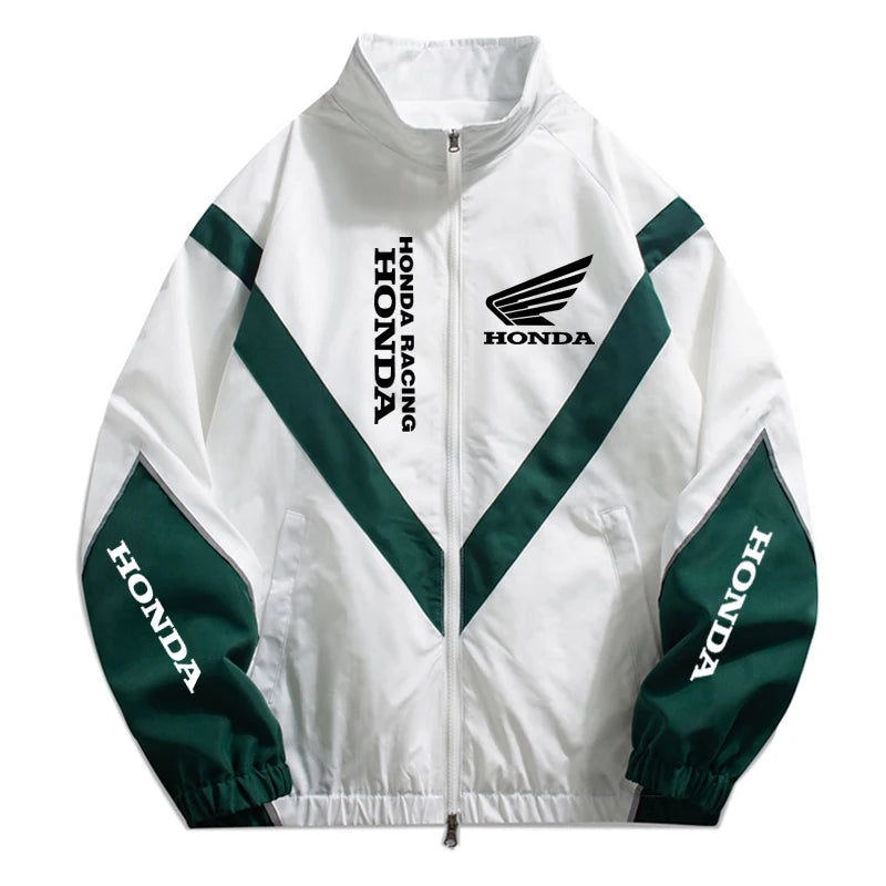 Men’s Patchwork Colorblock Moto Biker Jacket – Lightweight Zip-Up Windbreaker