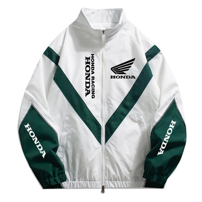 Men’s Patchwork Colorblock Moto Biker Jacket – Lightweight Zip-Up Windbreaker