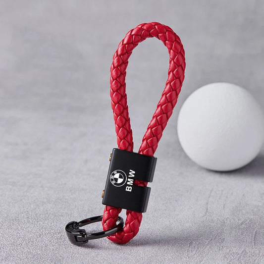 Braided Leather Rope Keychain – Premium Zinc Alloy Car Key Ring