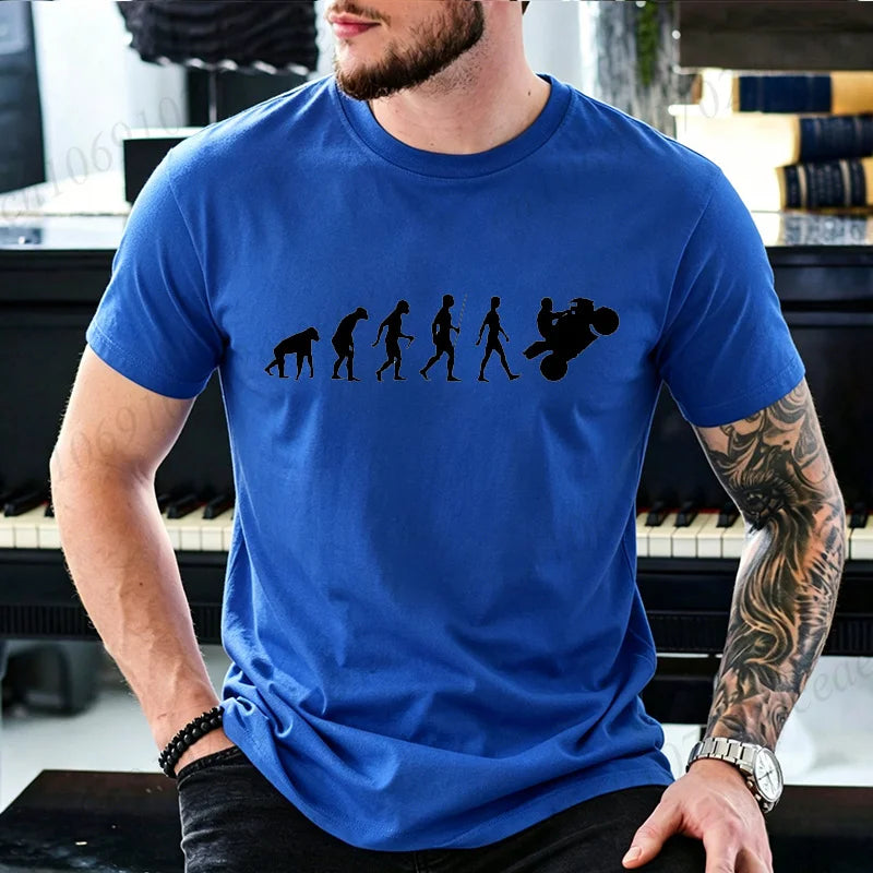 Motocross Graphic T-Shirt – Human Evolution Dirt Bike Rider, 11 Designs