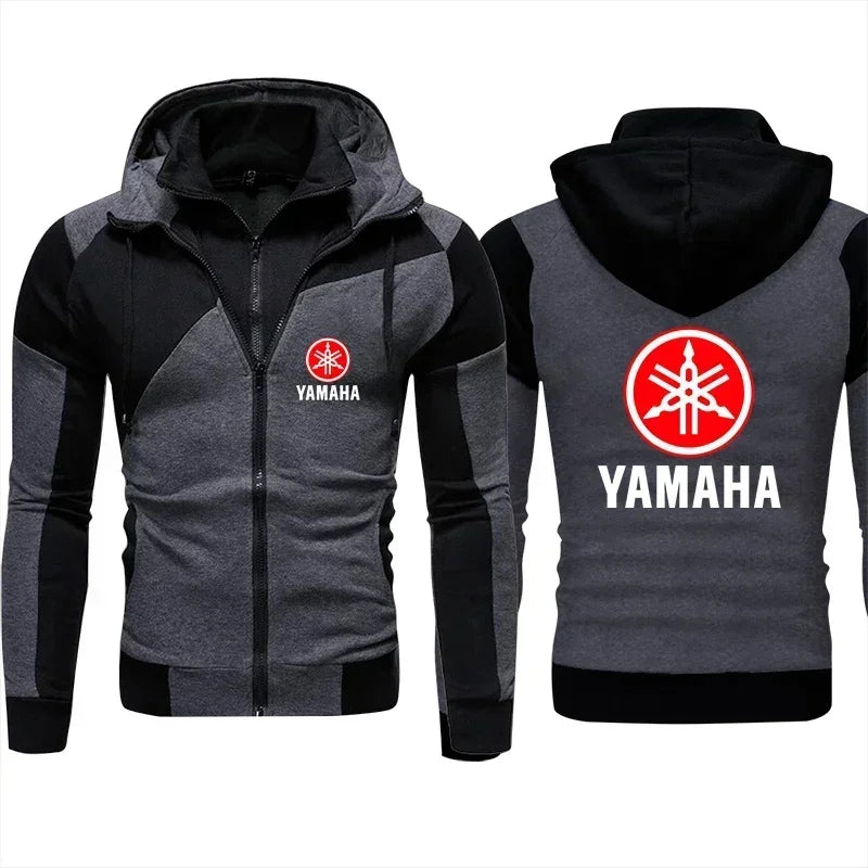 Motorcycle Racing Zip-Up Jacket | Men's Color-Block Moto Hoodie