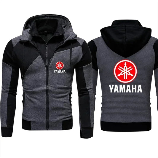 Motorcycle Racing Zip-Up Jacket | Men's Color-Block Moto Hoodie