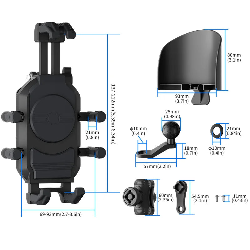 Giá đỡ điện thoại xe máy có tấm che nắng và khóa chống trộm – Giá đỡ định vị GPS 360°