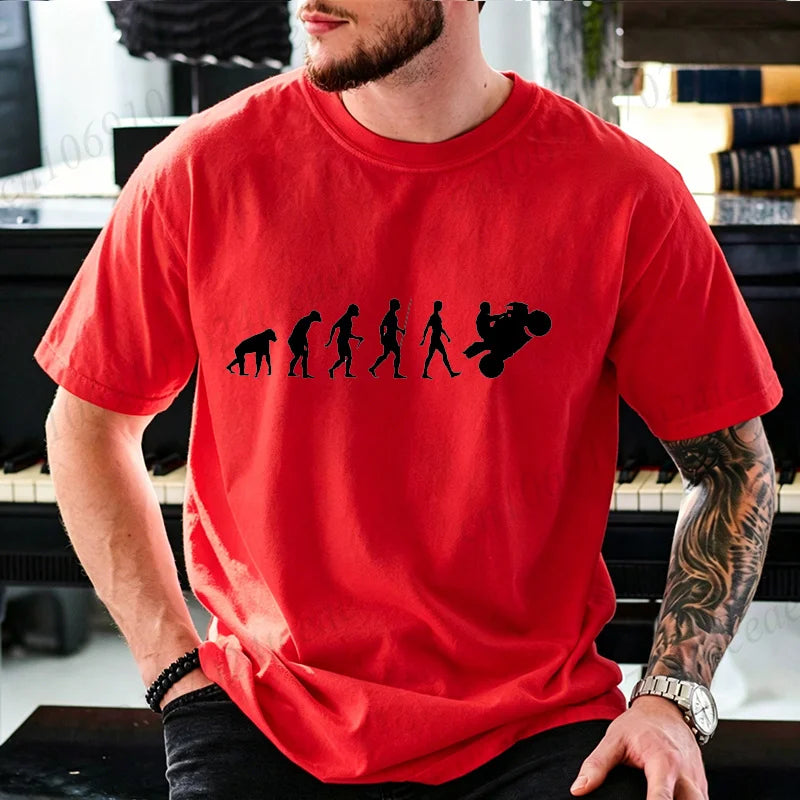 Motocross Graphic T-Shirt – Human Evolution Dirt Bike Rider, 11 Designs